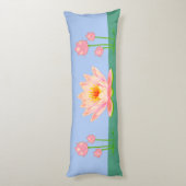 Mooie Lotus Flowers op Sky Blue Body Pillow Lichaamskussen (Achterkant (Verticaal))