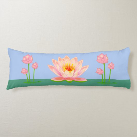 Mooie Lotus Flowers op Sky Blue Body Pillow Lichaamskussen (Voorkant)