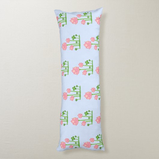 Mooie Lotus Flowers op Sky Blue Body Pillow Lichaamskussen (Achterkant (Verticaal))