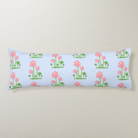 Mooie Lotus Flowers op Sky Blue Body Pillow Lichaamskussen (Voorkant)