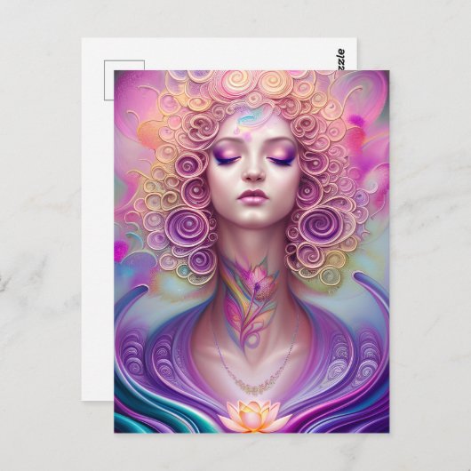 Mooie Lotus Fractal Flower Briefkaart (Voorkant / Achterkant)