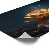 Mooie Lotus, Meer, Zen Donker Poster (Hoek)