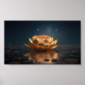 Mooie Lotus, Meer, Zen Donker Poster (Voorkant)