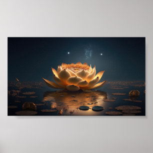 Mooie Lotus, Meer, Zen Donker Poster