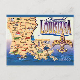 Mooie Louisiana kaart ansichtkaart