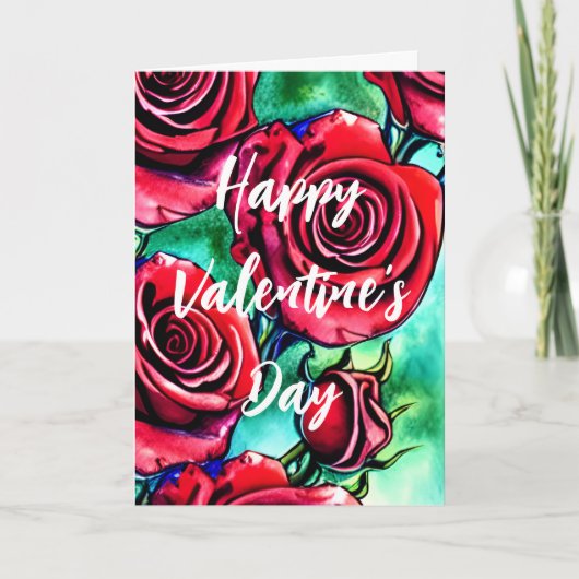Mooie Love Red Roses PHOTO Valentijnsdag Feestdagen Kaart (Voorkant)
