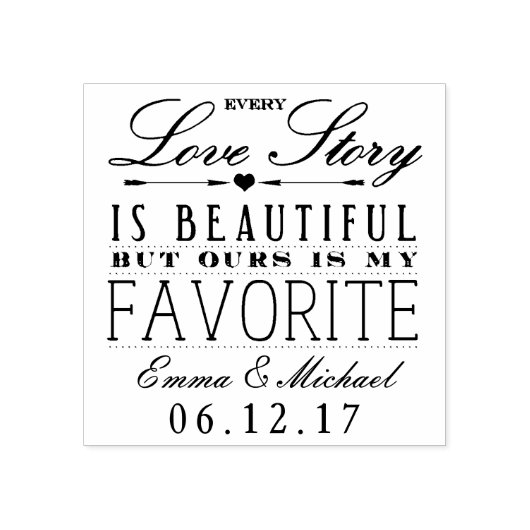 Mooie Love Story Typografie Bruiloft Stamp Rubberstempel (Afrduk)