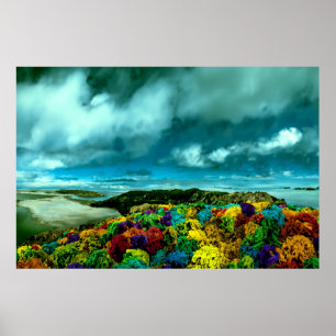 Mooie lucht kleurrijke rotsen kunst poster