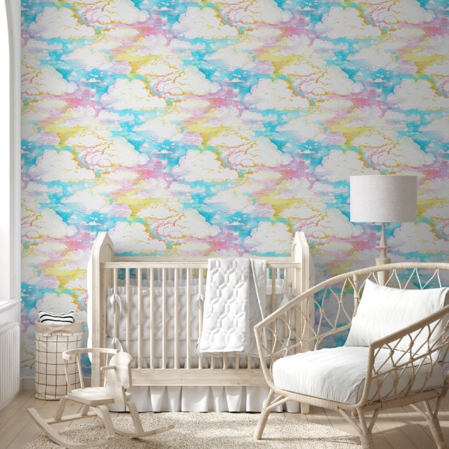 Mooie lucht wolken - Naadloos patroon 7 Behang (Kinderen)