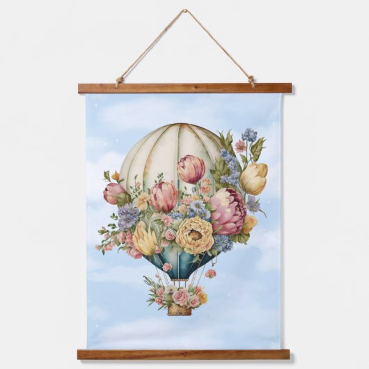 Mooie  luchtballonnen en bloemen hangend wandkleed (Voorkant 3)