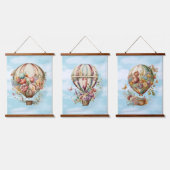 Mooie luchtballonnen en bloemen hangend wandkleed (Driedubbel)