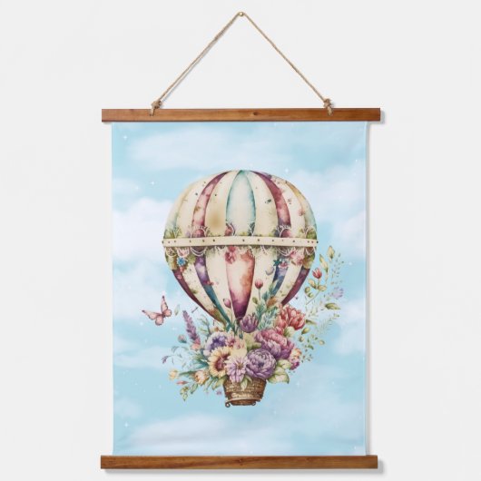 Mooie  luchtballonnen en bloemen hangend wandkleed (Voorkant 2)