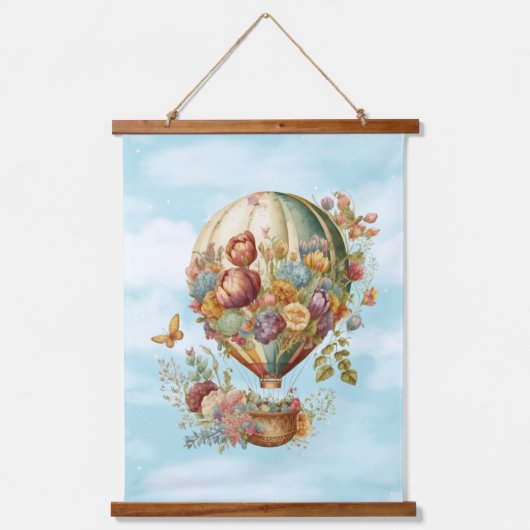 Mooie  luchtballonnen en bloemen hangend wandkleed (Voorkant 3)