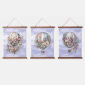 Mooie  luchtballonnen en bloemen hangend wandkleed (Driedubbel)