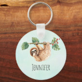 Mooie luiaard die ondersteboven hangt in waterverf sleutelhanger (Voorkant)