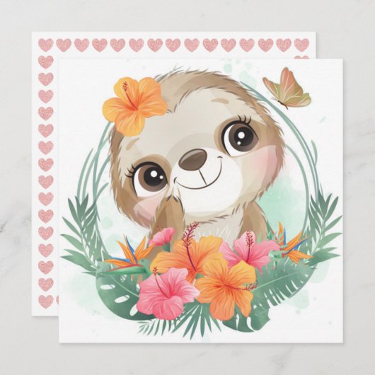 Mooie Luiaard Kerstkaart (Voorkant / Achterkant)