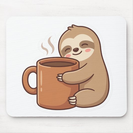 Mooie Luiaard Koffie Sticker Muismat (Voorkant)