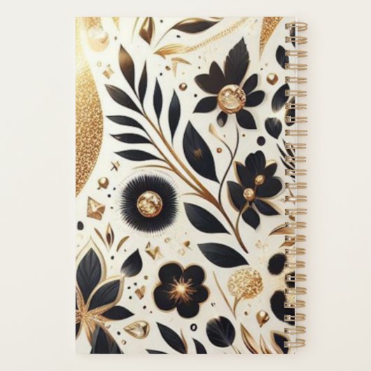 Mooie luipaard en gouden glitter planner (Achterkant)