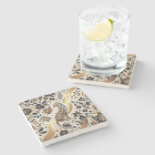 Mooie luipaard en gouden glitter stenen onderzetter (Zijkant)