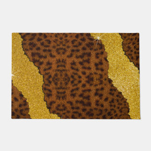 Mooie Luipaard Jaguar Dierprint Met Glitters Deurmat