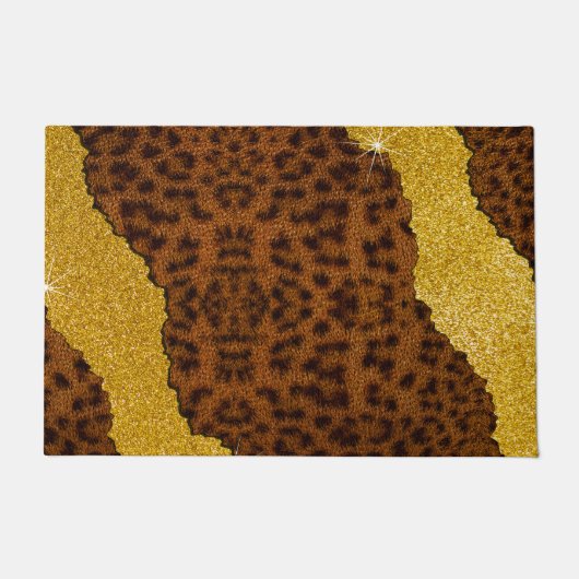 Mooie Luipaard Jaguar Dierprint Met Glitters Deurmat (Voorkant)
