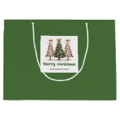 Mooie Luipaard Kerstboom Gift Zak Aangepaste Naam Groot Cadeauzakje (Voorkant)