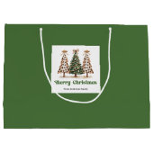 Mooie Luipaard Kerstboom Gift Zak Aangepaste Naam Groot Cadeauzakje (Achterkant)