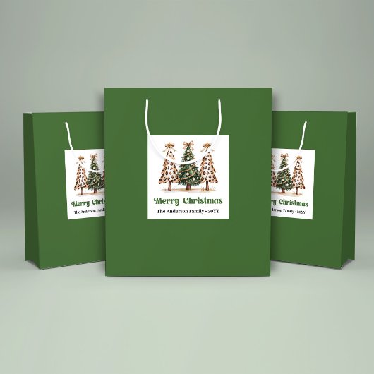 Mooie Luipaard Kerstboom Gift Zak Aangepaste Naam Groot Cadeauzakje