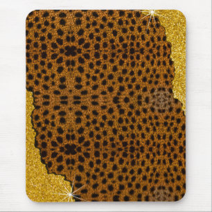 Mooie Luipaard Leer Dierenprint Met Glitters Muismat