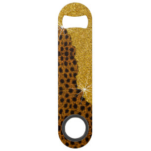 Mooie Luipaard Leer Dierenprint Met Glitters Speed Flessenopener