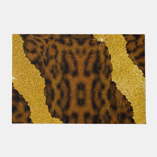 Mooie Luipaard Leer Dierprint Met Glitters Deurmat (Voorkant)