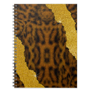 Mooie Luipaard Leer Dierprint Met Glitters Notitieboek