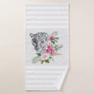 Mooie luipaard met grijze strepen bad handdoek