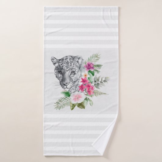 Mooie luipaard met grijze strepen bad handdoek (Badhanddoek)
