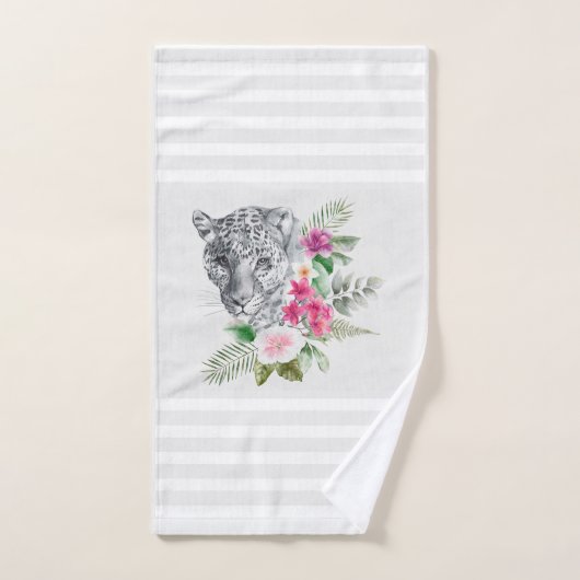 Mooie luipaard met grijze strepen bad handdoek (Handdoek)
