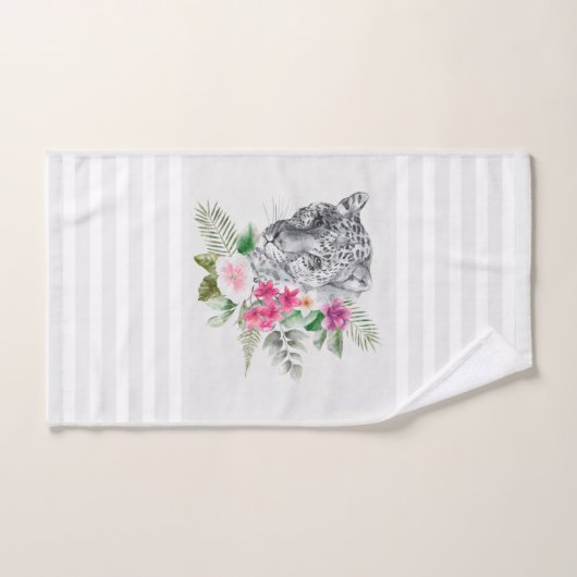 Mooie luipaard met grijze strepen bad handdoek (Handdoek)