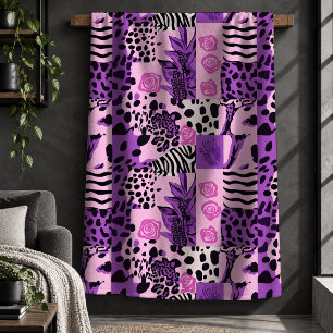 Mooie Luipaard Tijger Heet Roze Magenta Dekbed Sherpa Deken