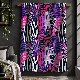 Mooie Luipaard Tijger Vel Magenta Roze Deken