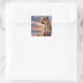 Mooie luipaard vierkante sticker (Tas)