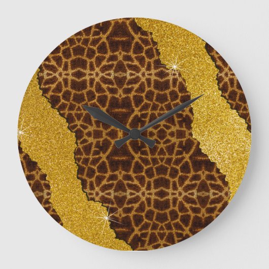 Mooie Luipaardprint Met Glitters Grote Klok (Voorkant)