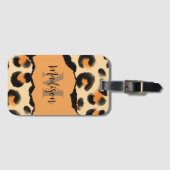 Mooie luipaardprint monogram bagagelabel (Voorkant (horizontaal))