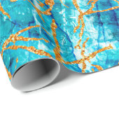 Mooie luxe textuur van blauwe marmer met goud. cadeaupapier (Rol Hoek)