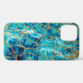 Mooie luxe textuur van blauwe marmer met goud. Case-Mate iPhone case (Achterkant (horizontaal))