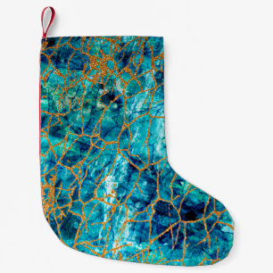 Mooie luxe textuur van blauwe marmer met goud. kleine kerstsok