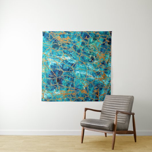 Mooie luxe textuur van blauwe marmer met goud. wandkleed (In Situ (horizontaal))