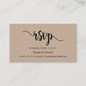 Mooie luxe zwarte kraft, bruiloft RSVP Informatiekaartje (Voorkant)
