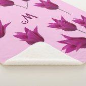 Mooie M monogram  roze tulpen bloemig Sherpa Deken (3/4)