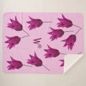 Mooie M monogram  roze tulpen bloemig Sherpa Deken (Voorkant (horizontaal))