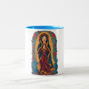 Mooie Maagd van Guadalupe koffiemok Tweekleurige Koffiemok