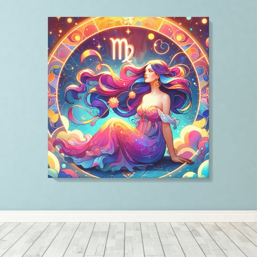 Mooie Maagd Vrouw | horoscoopkunst Canvas Afdruk (Insitu (Houten vloer))